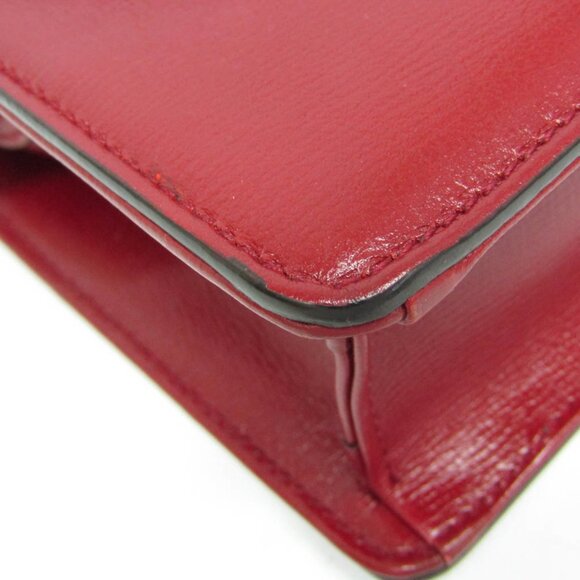 GUCCI Red Leather GG Marmont Shoulder Bag - Picture 5 of 16